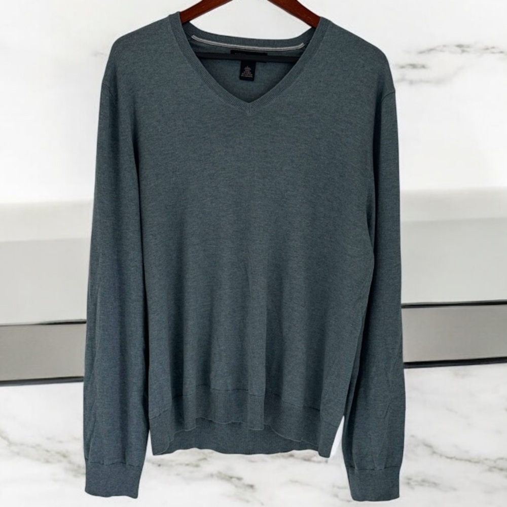 Banana Republic Sweater Mens Large Silk Cashmere Knit V Neck Long Sleeve Light